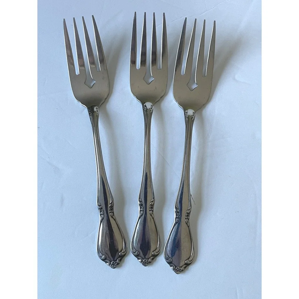 Oneidacraft 7pc Dinner & Salad Fork Set Silver Chateau Pattern Stainless Steel